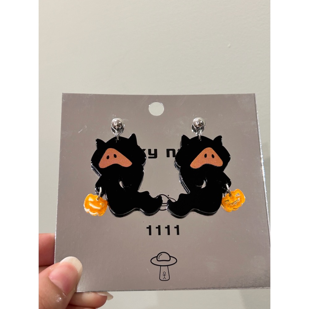 黑色 貓咪 南瓜 🎃 耳環-細節圖2