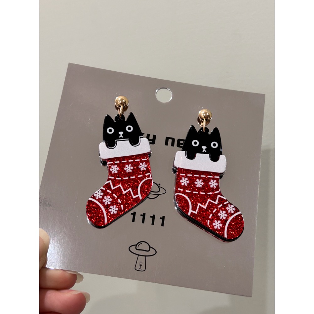 襪子裡的黑貓 耳環-細節圖2