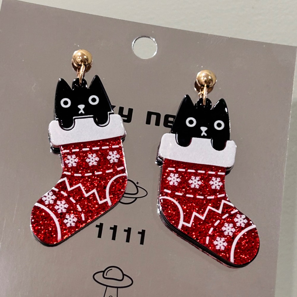 襪子裡的黑貓 耳環-細節圖3