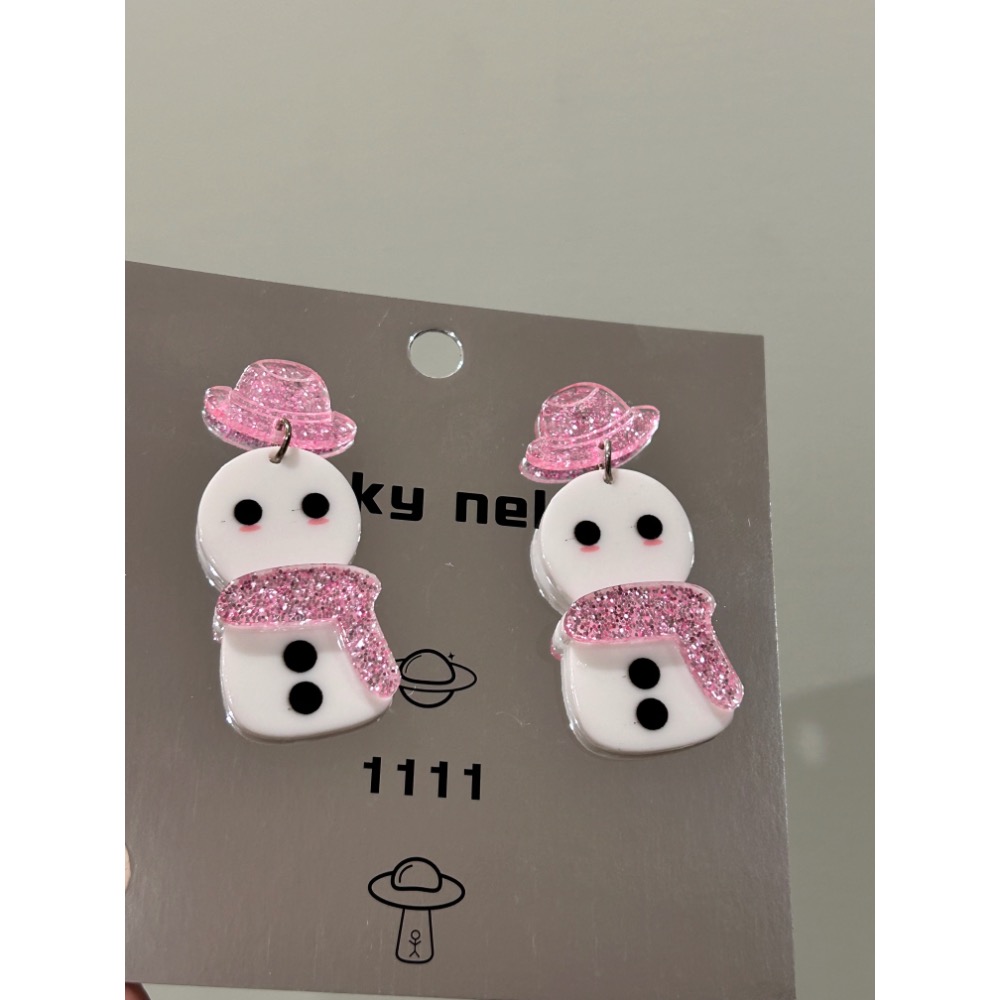 粉色帽子圍巾 雪人耳環 ⛄️-細節圖3