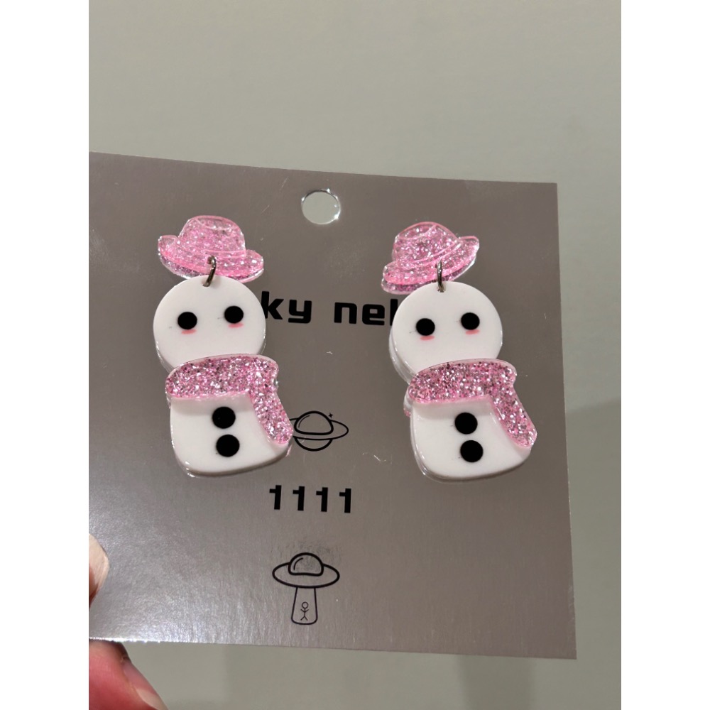 粉色帽子圍巾 雪人耳環 ⛄️-細節圖4
