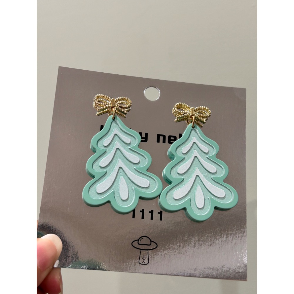 聖誕樹 金色 蝴蝶結耳環 🎄-細節圖2