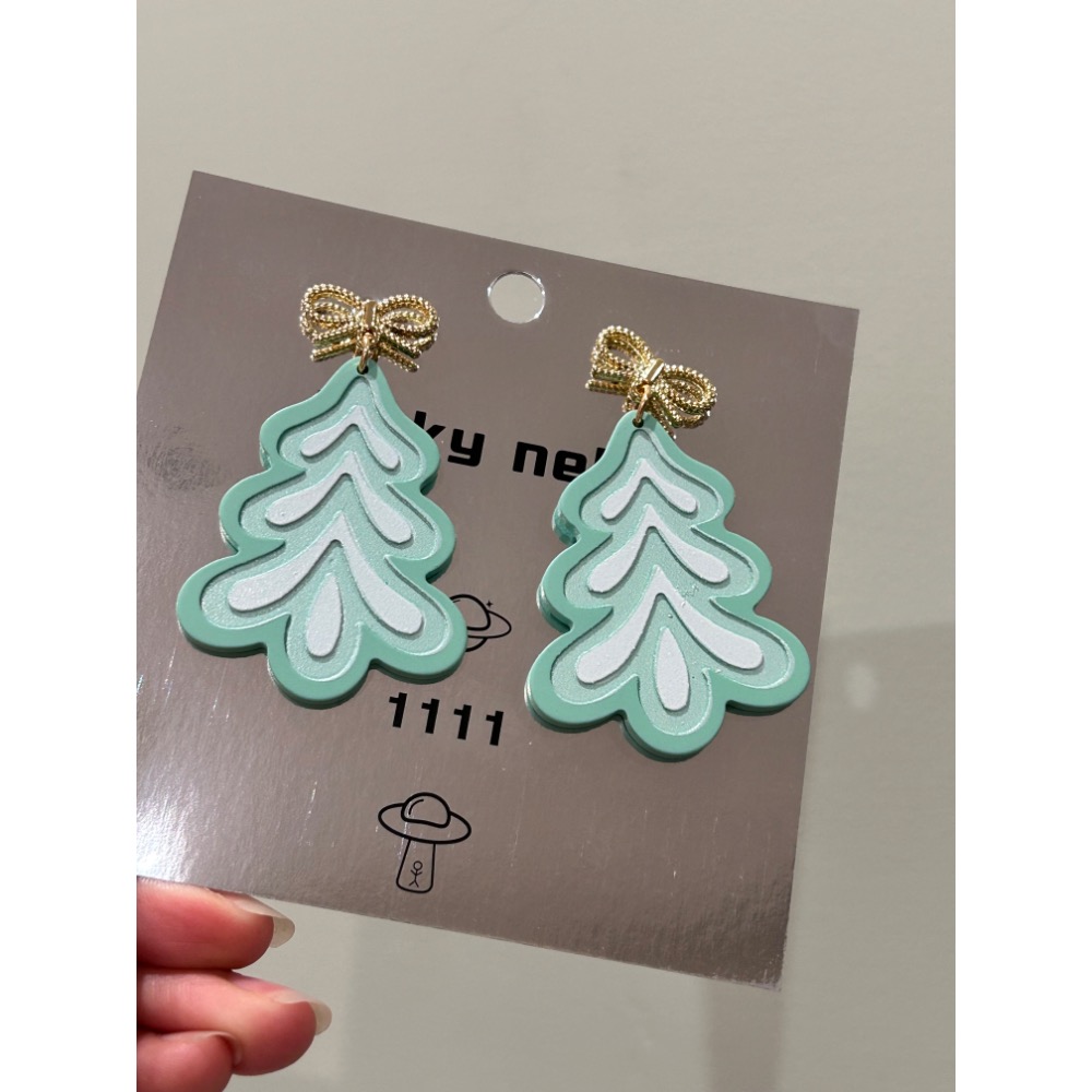 聖誕樹 金色 蝴蝶結耳環 🎄-細節圖3