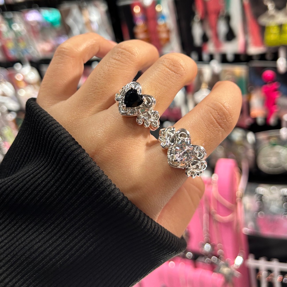華麗的愛心戒指💖 黑白/兩色-細節圖2