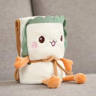 萌系~麵包午睡毯 毛毯 舒眠 白眼/開心/害羞/撇嘴 辦公室午睡毯 童毯 卷毯 捲毯 大毯子 被子 保暖被 毯子-細節圖6