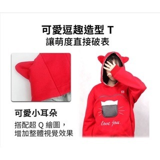 毛小孩育兒 T-shirt 貓咪衣服 寵物袋鼠衣 寵物口袋帽T 連帽兩用衣(紅色 灰色) 年底前購買就送神秘禮物-細節圖5