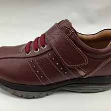 【鞋里】地之柏dispon S405 真皮 休閒鞋 魔鬼氈穿脫  耐磨 女鞋 台灣製休閒鞋(黑/暗紅)-細節圖4