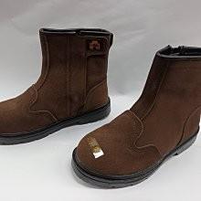 【鞋里】~帥門~防穿刺  高筒安全鞋 鋼頭鞋 魔鬼氈拉鍊 車縫 台製MIT(咖啡色)-細節圖2