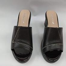【鞋里】~優貝斯•保羅 URBS POLO~女真皮低根鑲鑽拖鞋 韓國製造(黑)