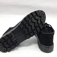 【鞋里】男女款~OK-HOUSE~ 柔軟~舒適~百搭  綁帶+拉鍊 流行帆布鞋 工作鞋 台灣製造 粗底防滑膠底~全黑色~-細節圖4