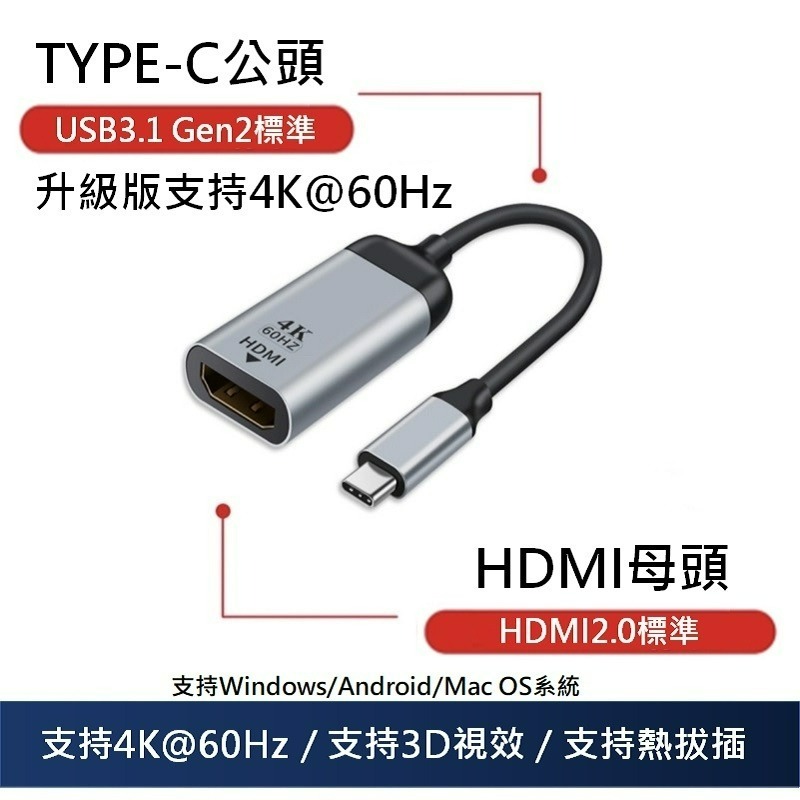 Type-C轉HDMI 4K轉接頭 HDMI 2.0版 HDMI2.0 Macbook pro typc-細節圖2