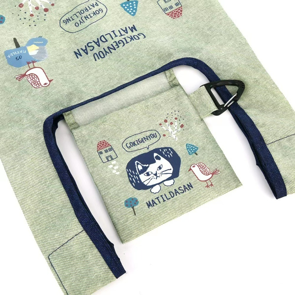 日本品牌 kusuguru 印花貓咪購物袋 可折叠 購物手拎袋 超市購物包-細節圖6