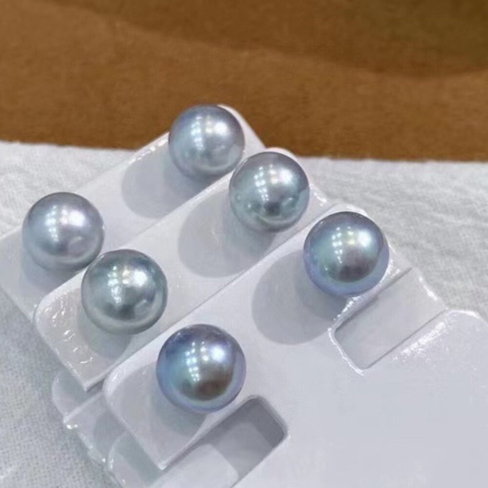 【WhiteKuo】18k天然海水akoya真多麻珍珠耳針7.5~8mm-細節圖7