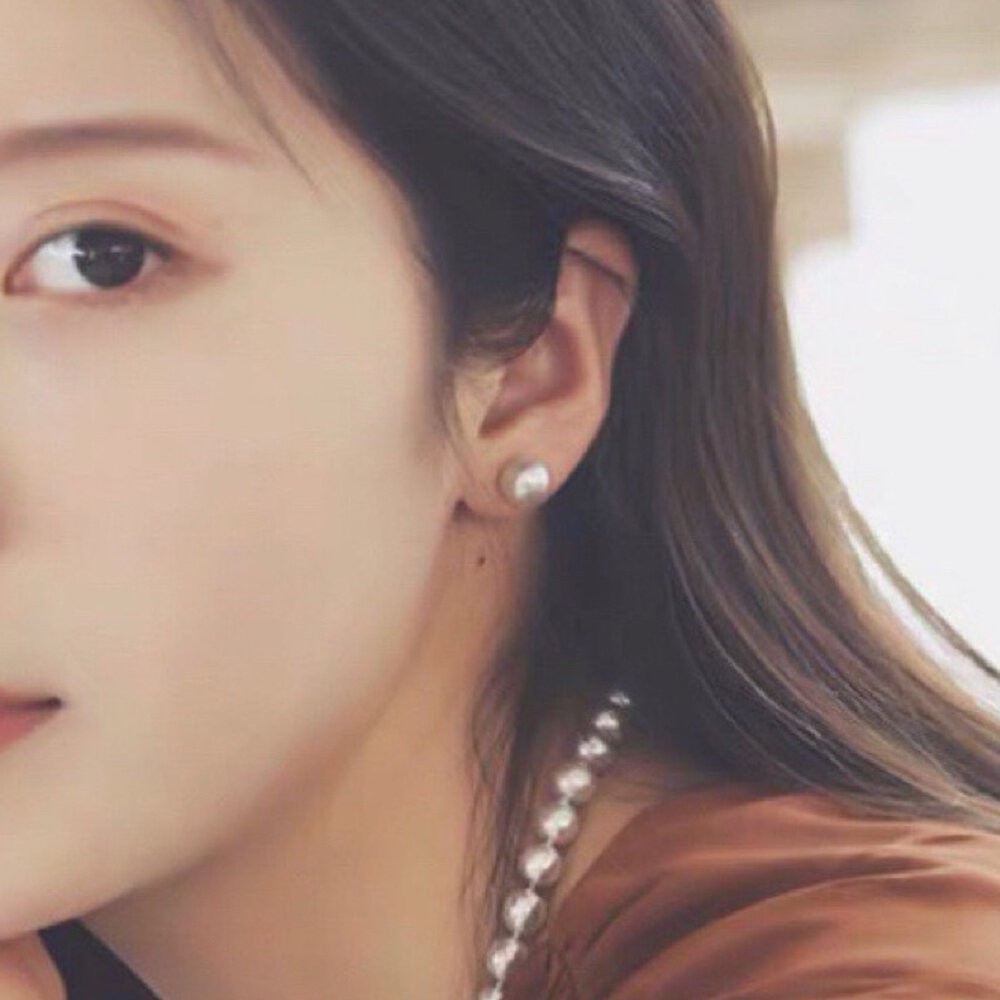 【WhiteKuo】18k天然海水akoya真多麻珍珠耳針7.5~8mm-細節圖9