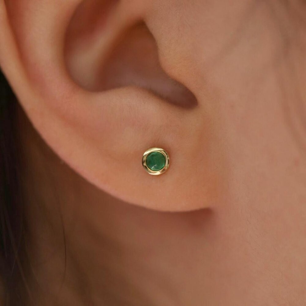 【WhiteKuo】18k金祖母綠小燈泡螺絲耳釘/耳針/耳環/耳飾-細節圖5