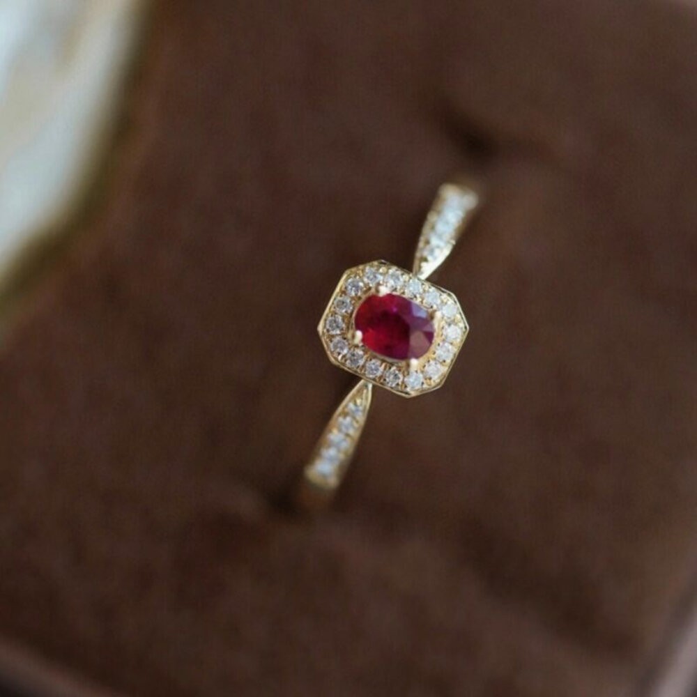 【WhiteKuo】18k金彩寶祖母綠/藍寶石/紅寶石鑽石戒指-規格圖5