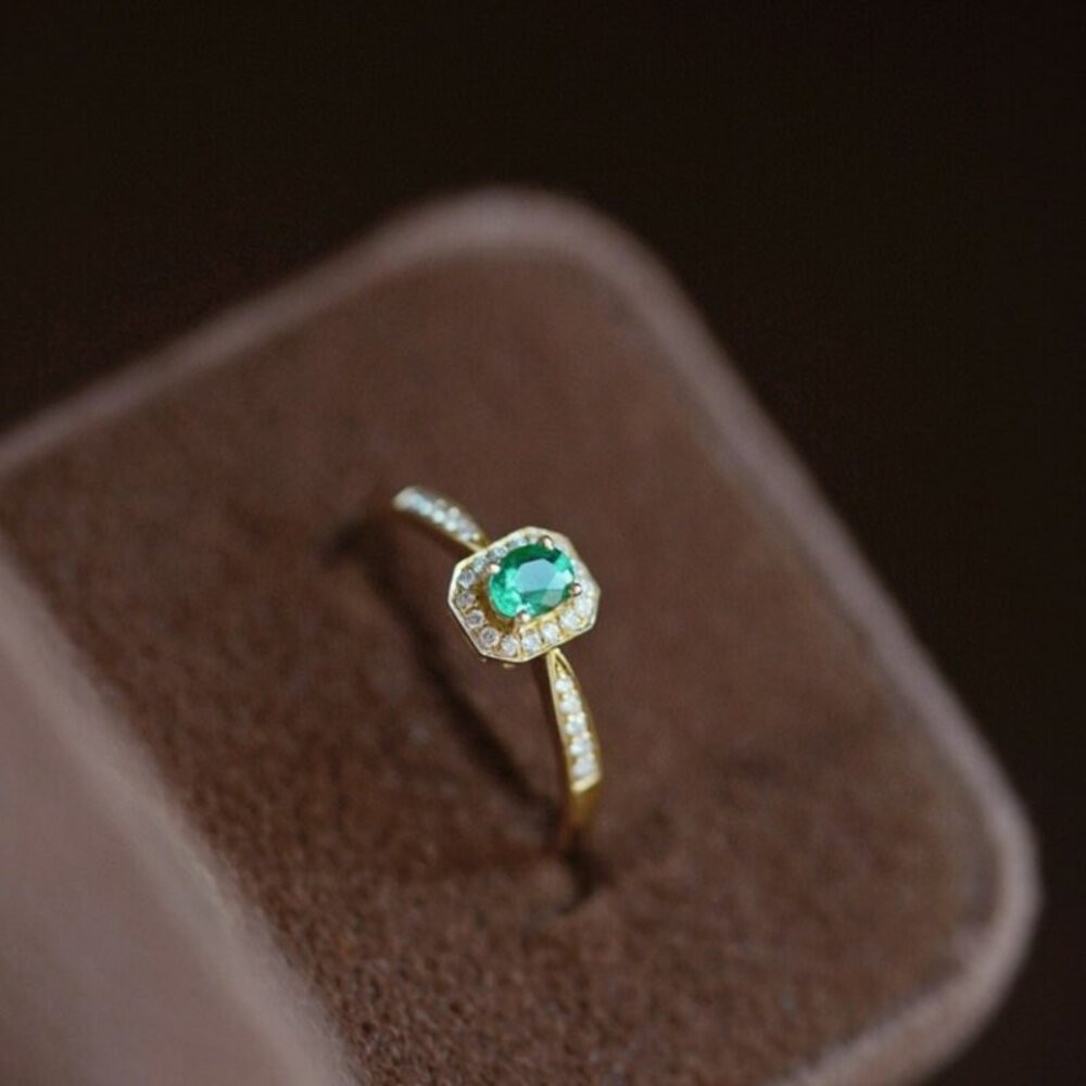 【WhiteKuo】18k金彩寶祖母綠/藍寶石/紅寶石鑽石戒指-規格圖5