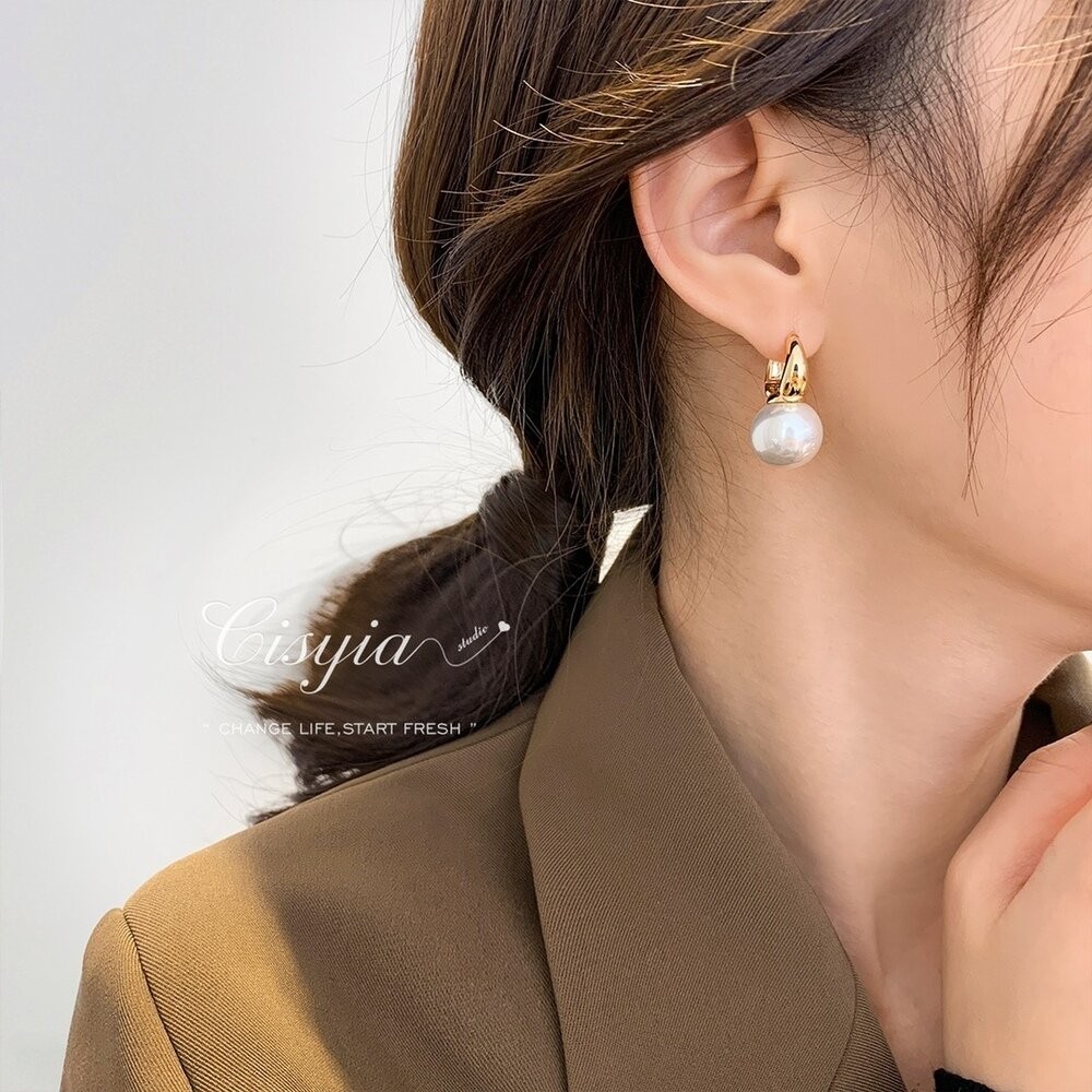 【WhiteKuo】18K金法式級簡ins風珍珠耳扣-細節圖6