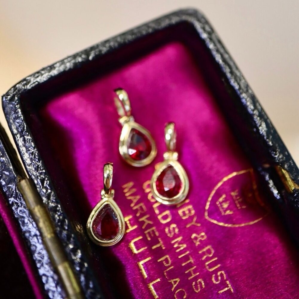 【WhiteKuo】18k鴿血紅色紅寶石水滴萬能扣吊墜-細節圖3