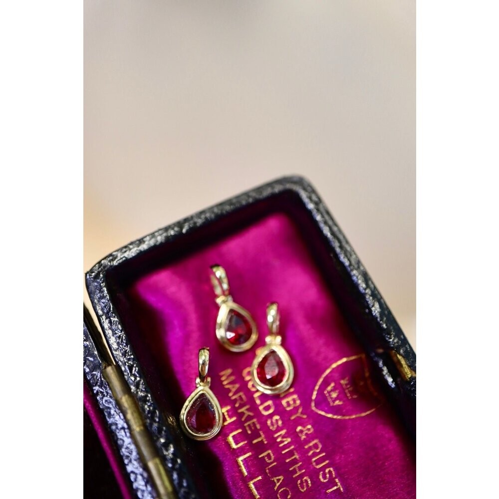 【WhiteKuo】18k鴿血紅色紅寶石水滴萬能扣吊墜-細節圖6