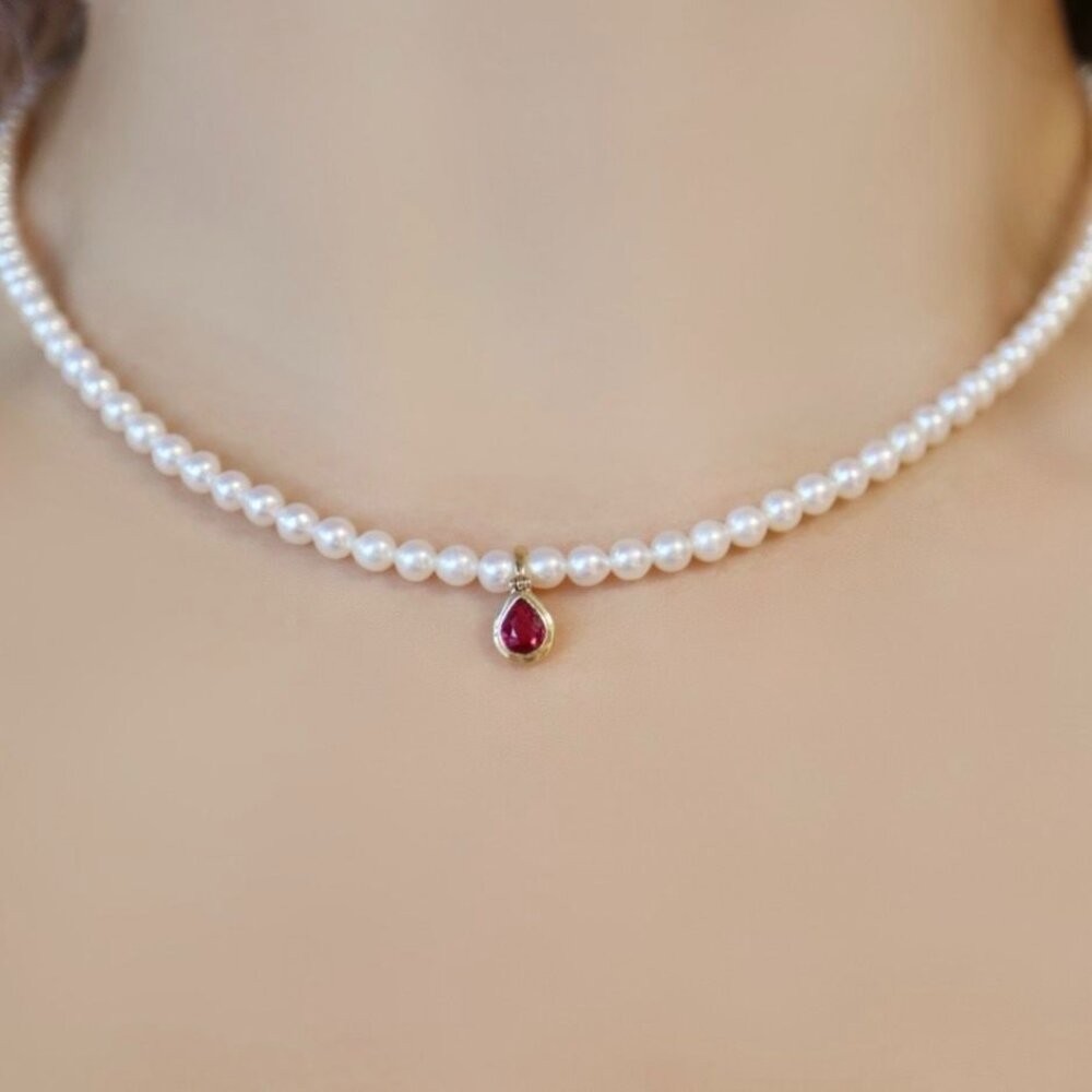 【WhiteKuo】18k鴿血紅色紅寶石水滴萬能扣吊墜-細節圖10