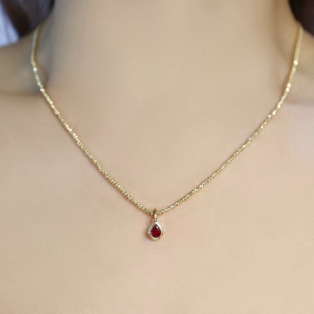 【WhiteKuo】18k鴿血紅色紅寶石水滴萬能扣吊墜-細節圖11