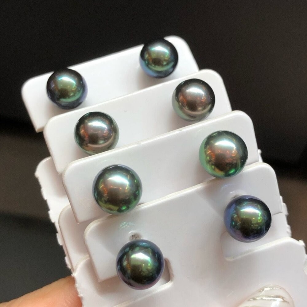 【WhiteKuo】18k大溪地海水珍珠耳針7.5-8mm-細節圖2