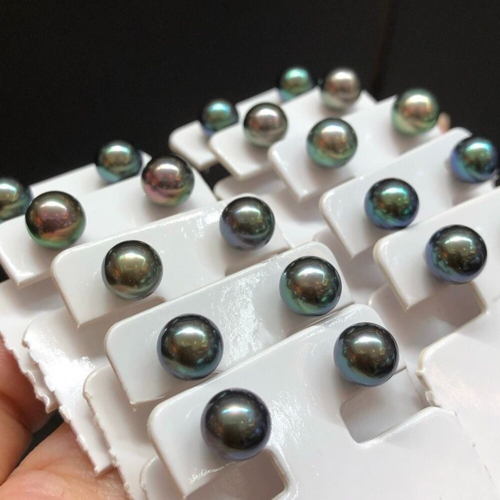 【WhiteKuo】18k大溪地海水珍珠耳針7.5-8mm-細節圖3