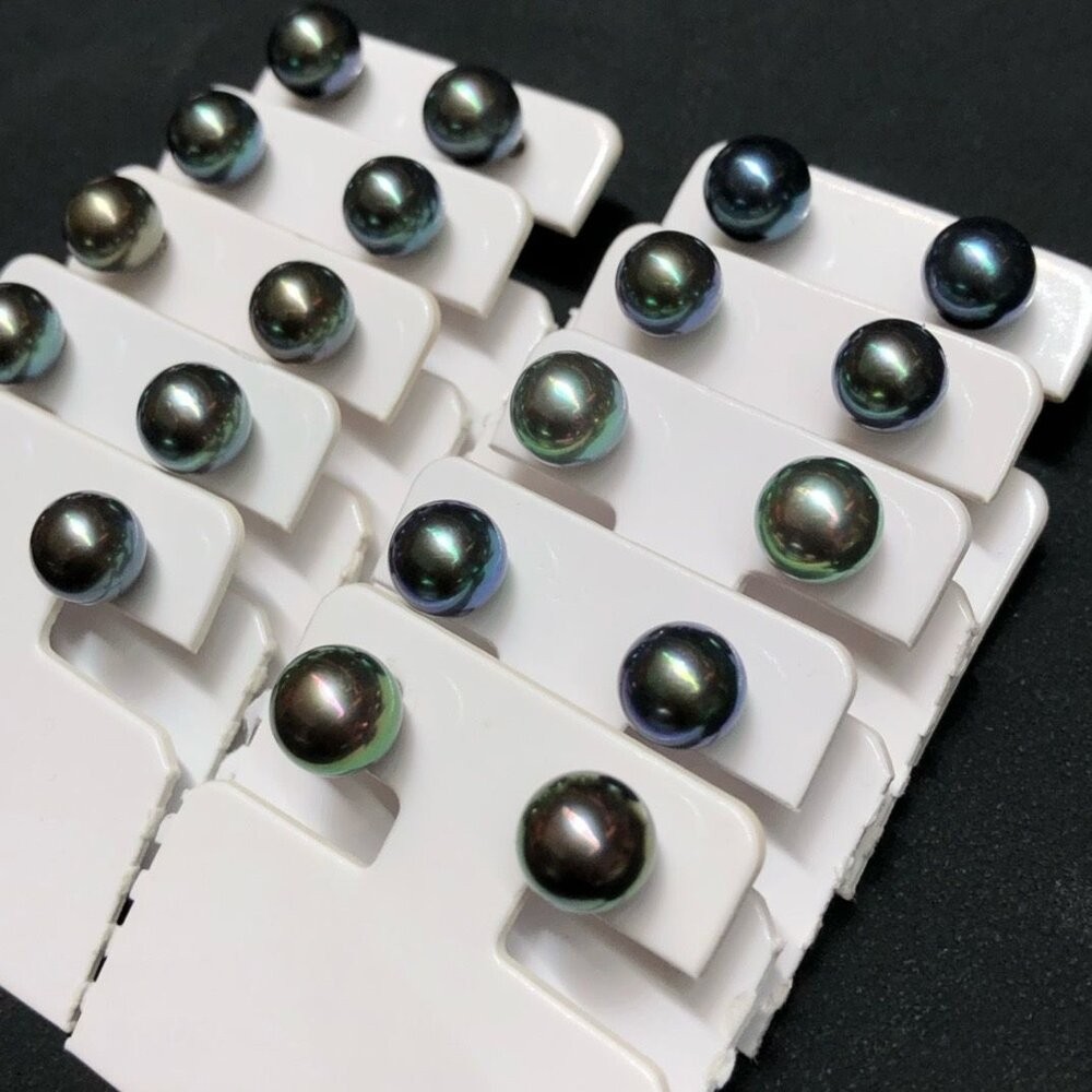 【WhiteKuo】18k大溪地海水珍珠耳針7.5-8mm-細節圖4