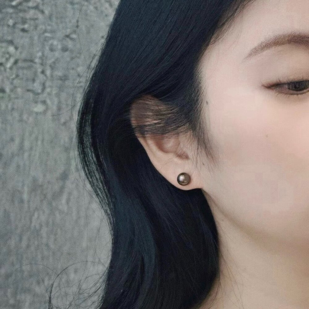 【WhiteKuo】18k大溪地海水珍珠耳針7.5-8mm-細節圖5