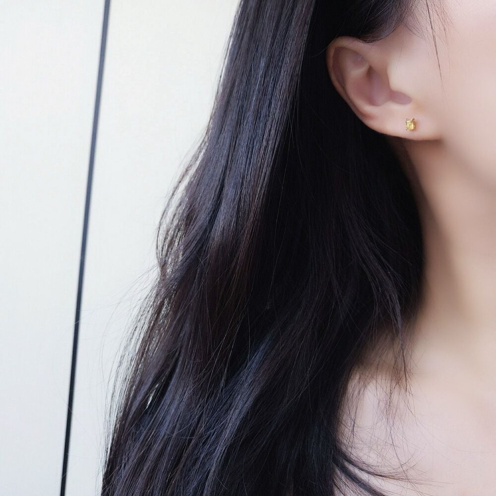 【WhiteKuo】18K經典長方形彩藍寶耳針-細節圖6