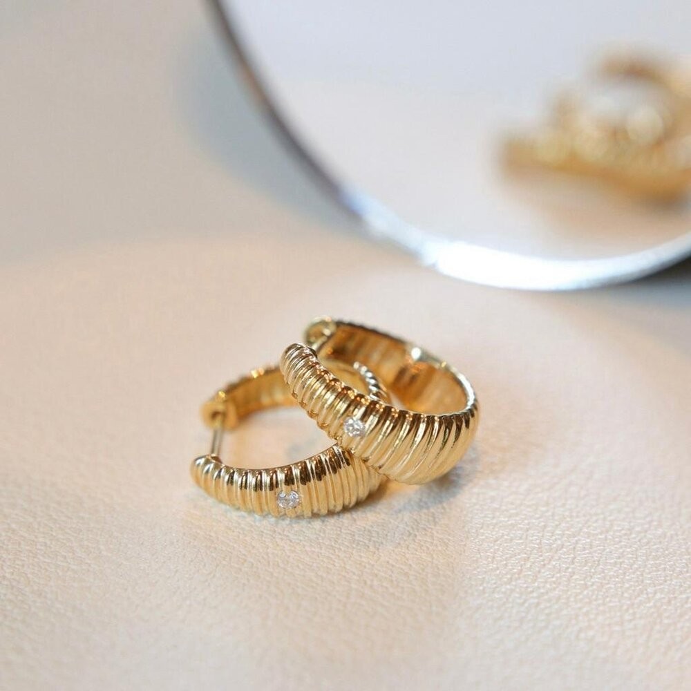 【WhiteKuo】18k鑽石復古時尚耳扣-細節圖3