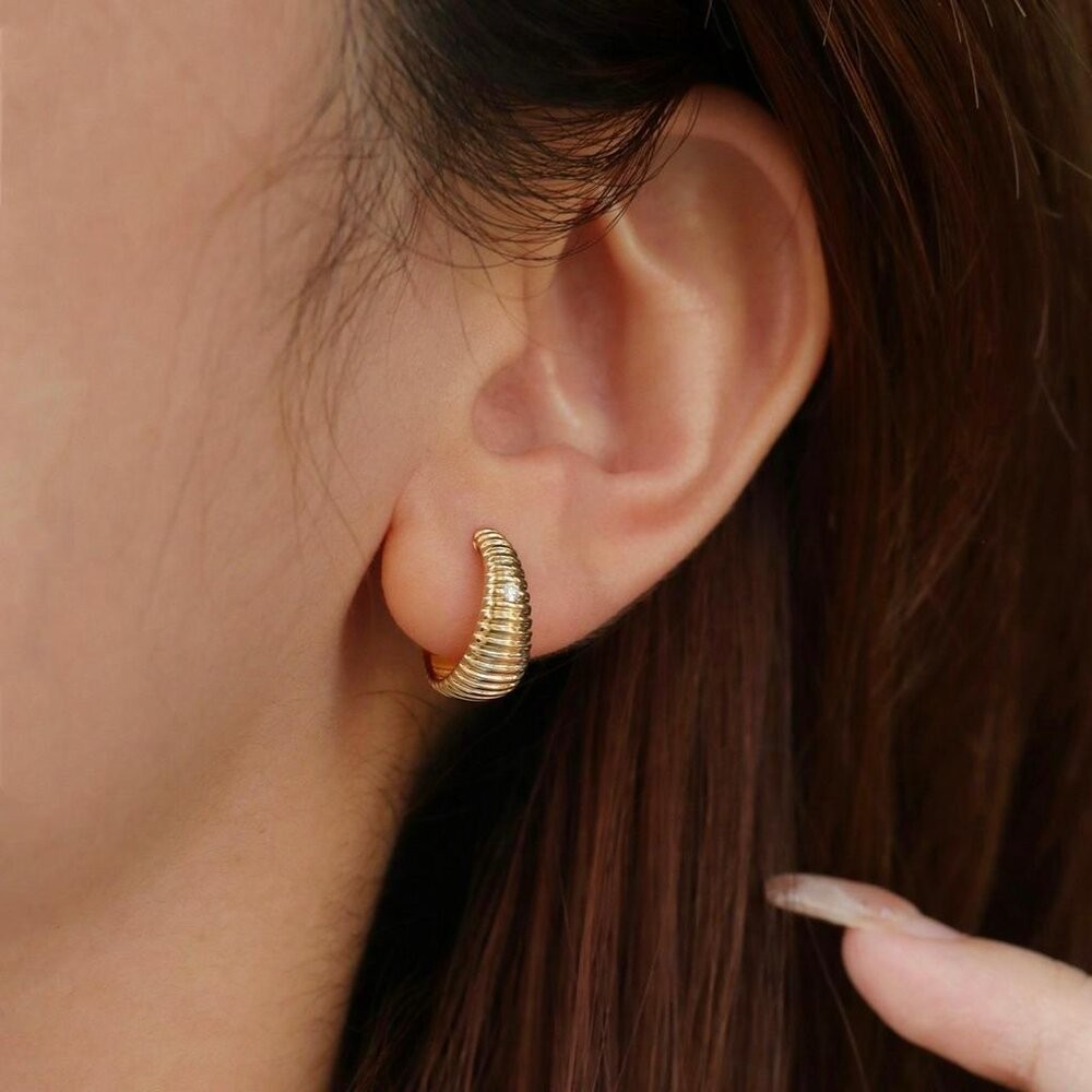 【WhiteKuo】18k鑽石復古時尚耳扣-細節圖7