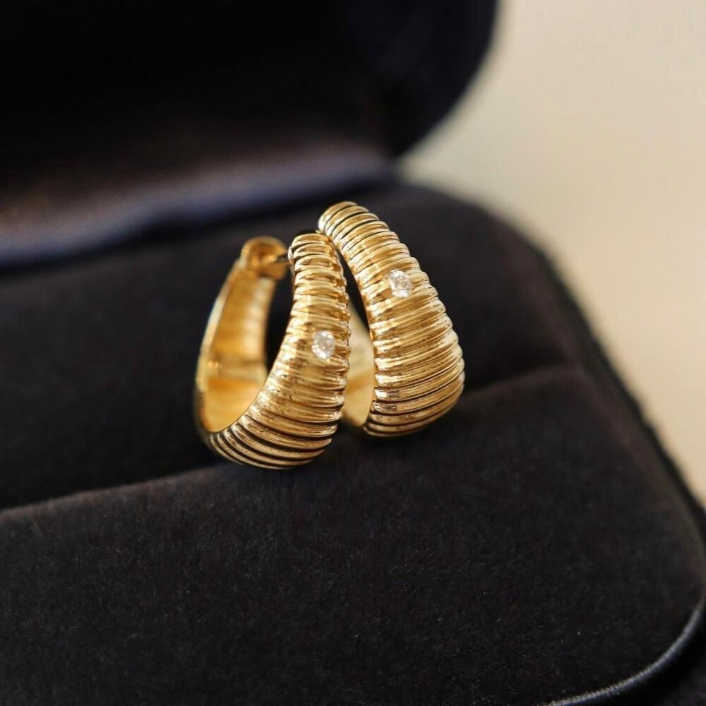 【WhiteKuo】18k鑽石復古時尚耳扣-細節圖8