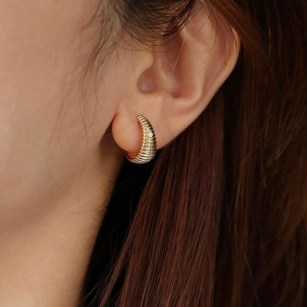 【WhiteKuo】18k鑽石復古時尚耳扣-細節圖9