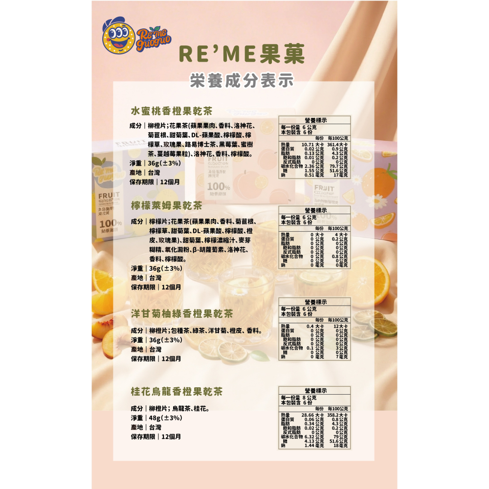 下午茶 飲品 花果茶 果乾茶 洋甘菊柚綠香橙 水果茶 冷泡茶【RE＇ME果菓】-細節圖2