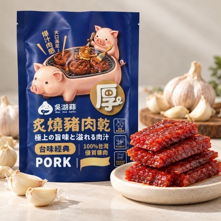 蒜味炙燒豬肉乾｜蒜香厚切豬肉乾・台灣豬肉乾・下酒零食