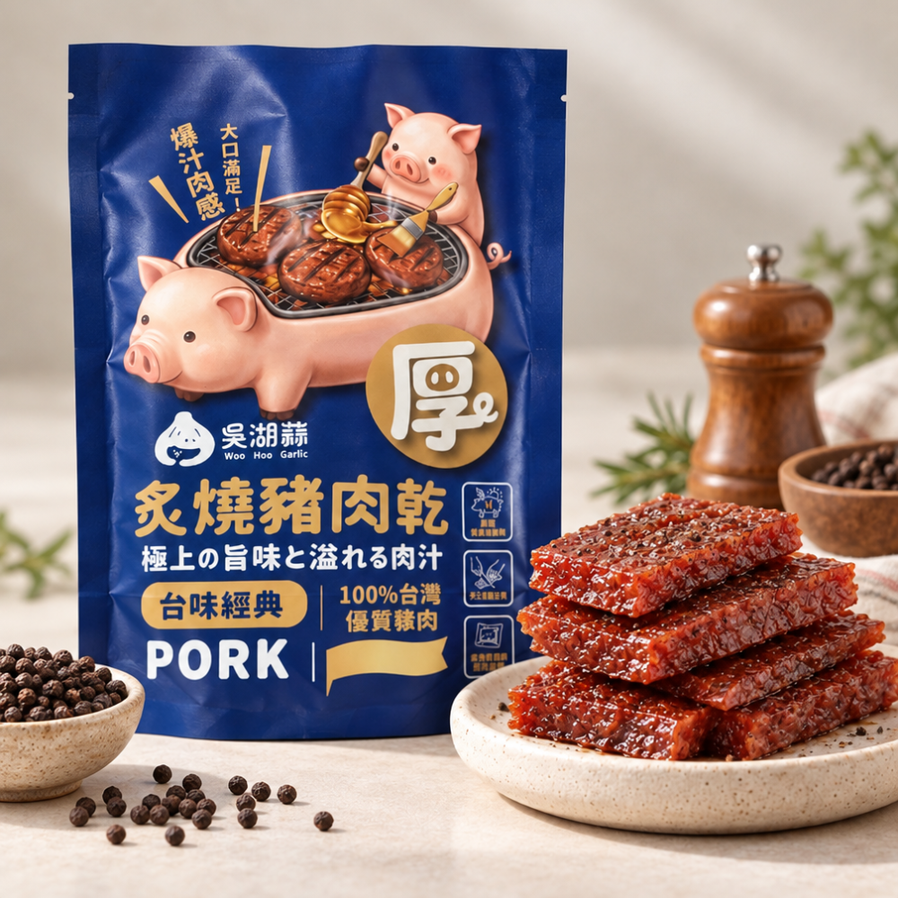 黑胡椒炙燒豬肉乾｜黑胡椒厚切豬肉乾・台灣豬肉乾・下酒零食