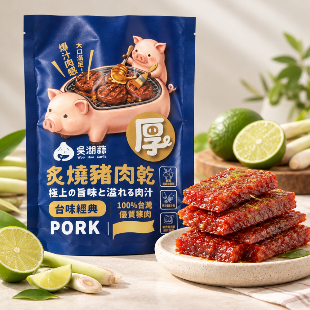 泰式檸檬炙燒豬肉乾｜檸檬風味厚切豬肉乾・特色休閒零食