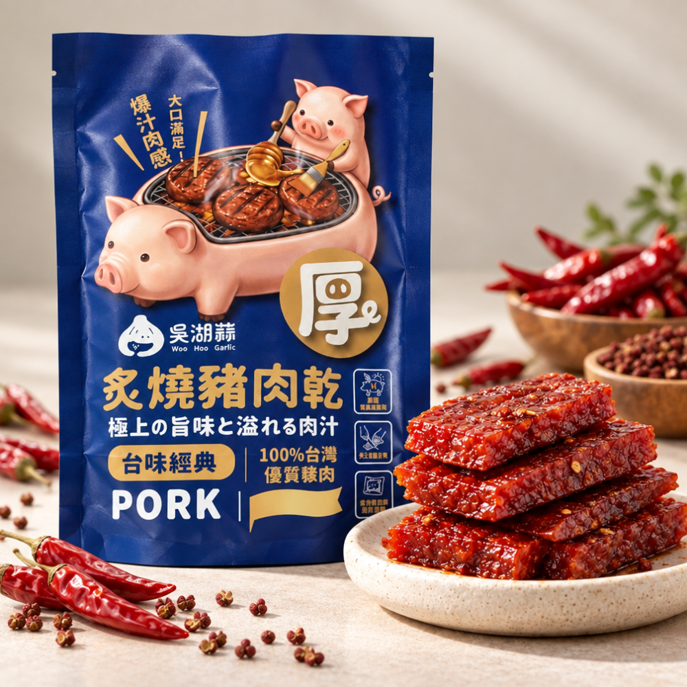 川辣炙燒豬肉乾｜麻辣厚切豬肉乾・香辣休閒零食・下酒菜