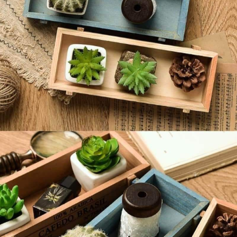 創意復古木質盆栽盒-細節圖2