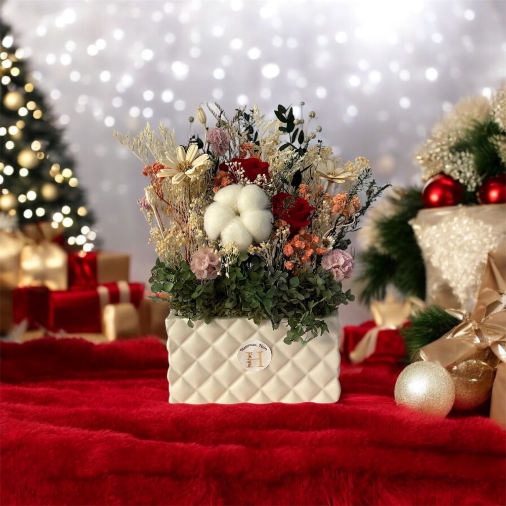 現貨~菱格永生花盆_綠玫瑰花 #玫瑰永生花   #永生花  #永生花盆  #乾燥花  #開幕送禮  #入厝禮-細節圖3