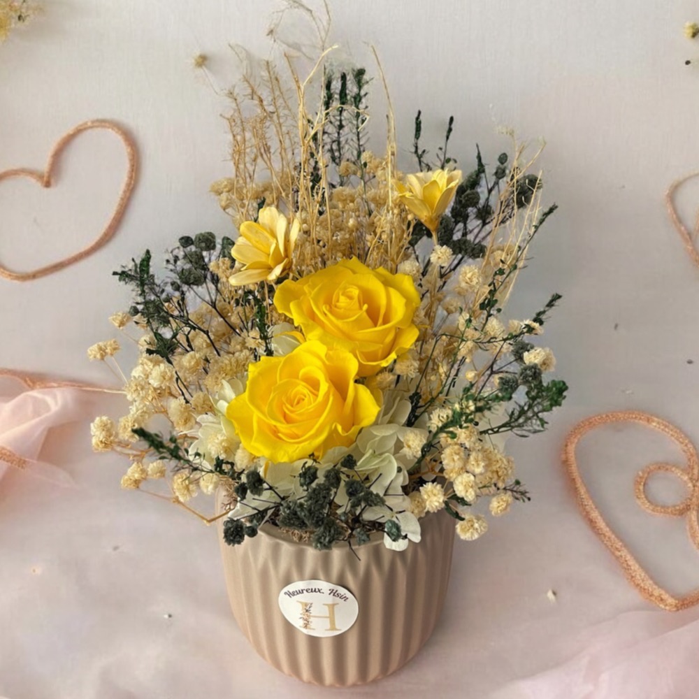 現貨～永生花圓盆 #玫瑰永生花   #永生花  #永生花盆  #乾燥花  #開幕送禮  #入厝禮-細節圖4