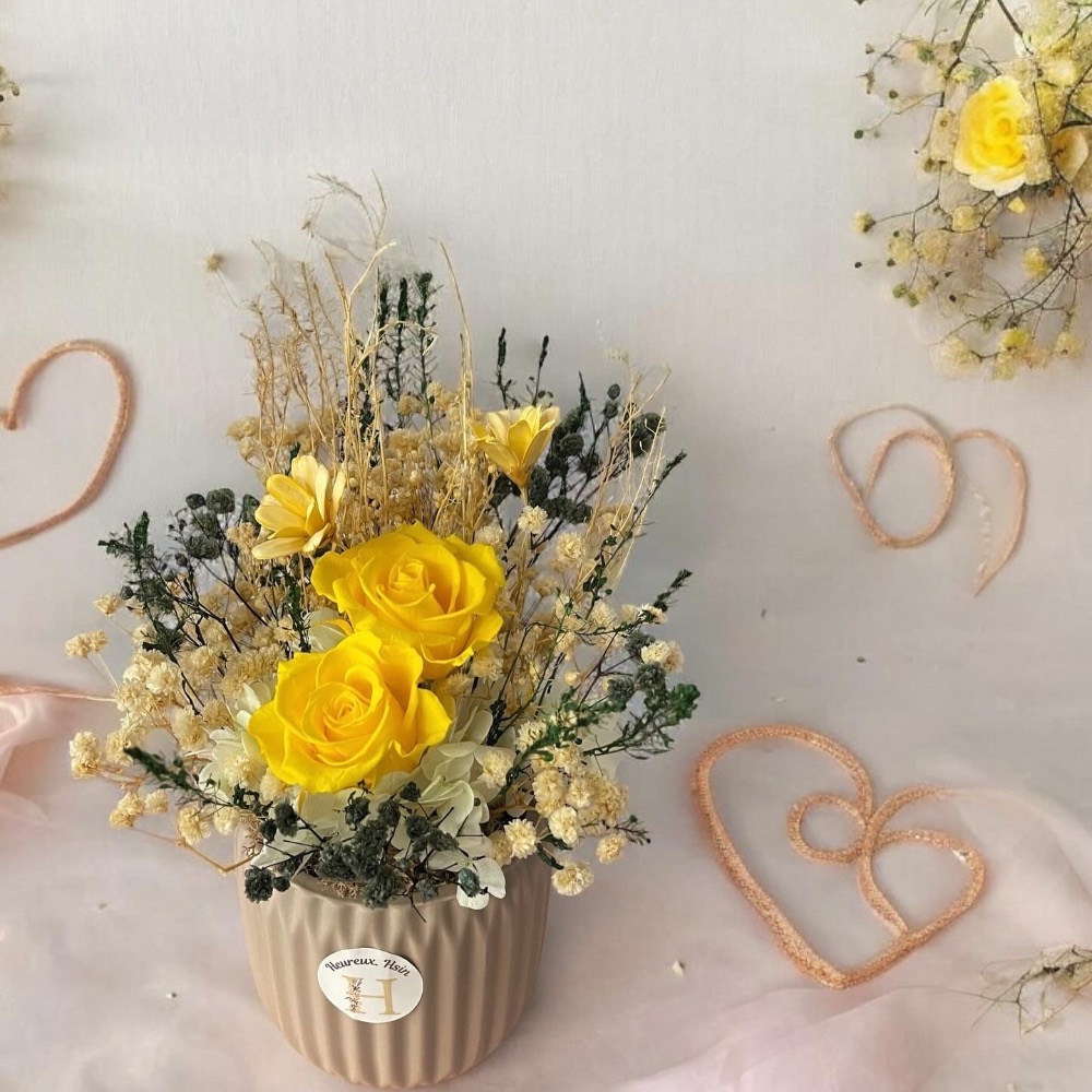 現貨～永生花圓盆 #玫瑰永生花   #永生花  #永生花盆  #乾燥花  #開幕送禮  #入厝禮-規格圖4