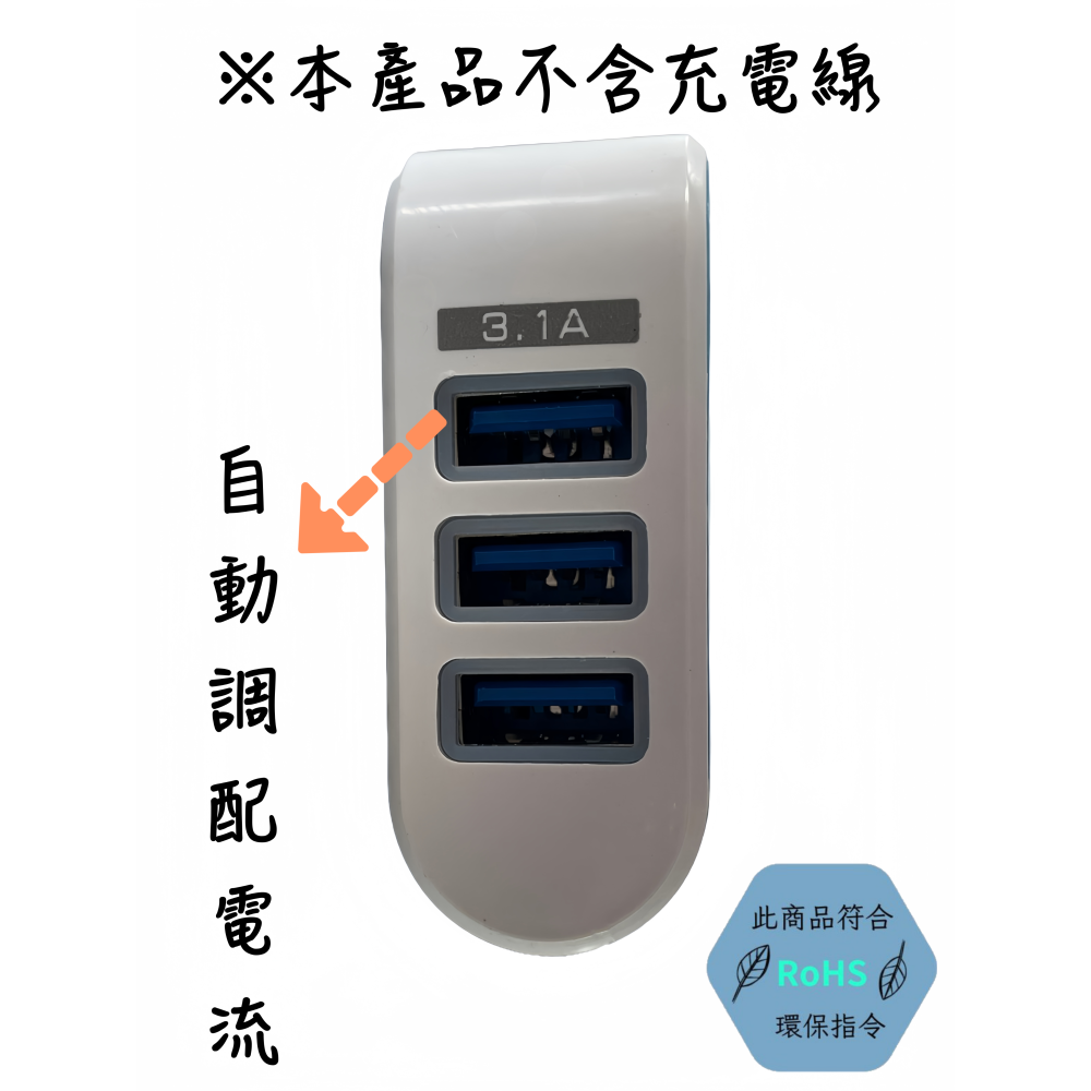 【免運 台灣現貨！】歌林3孔USB充電插頭 多孔插頭 USB充電頭.KEX-SHAU03 有發票-細節圖3