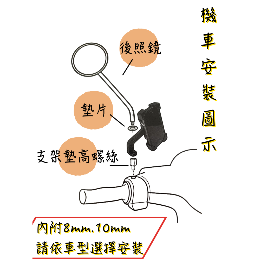 【免運 台灣現貨！】光之員鋁合金機車專用手機架.通用機車手機架.手機架.機車專用架 CY-LR6335-細節圖4