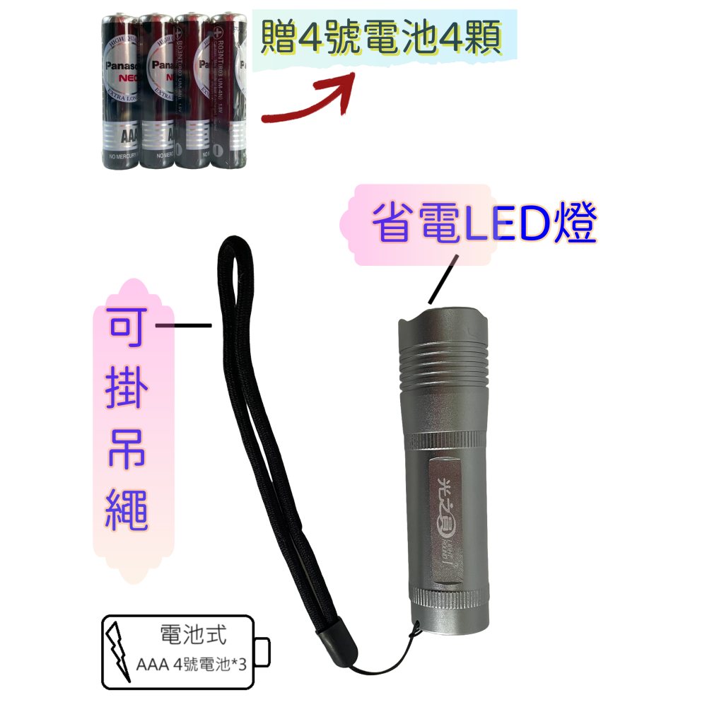 【台灣製造！台灣出貨！】光之員LED鋁合金手電筒19W 手電筒 照明燈  CY-LR1664 送電池 有發票-細節圖5