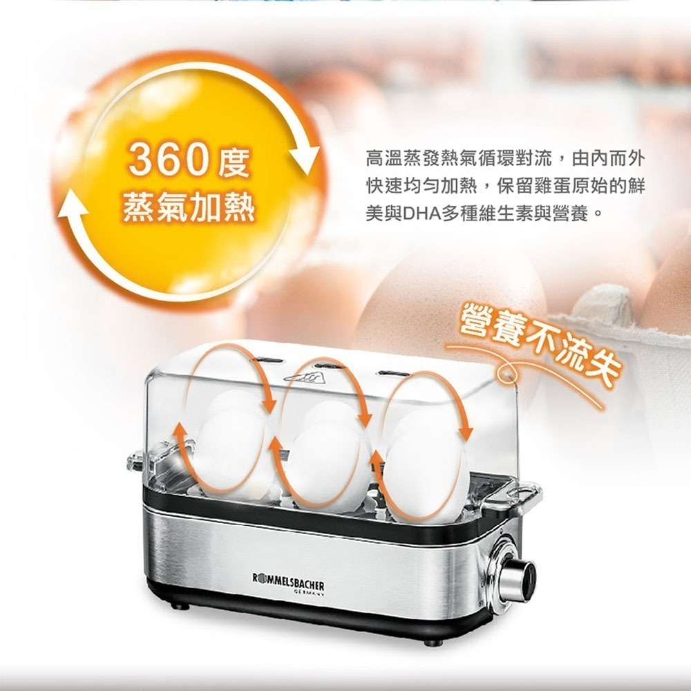 【ROMMELSBACHE 諾曼百赫】多功能煮蛋器 ER-600 ER600 ER 600 可煮6顆蛋 | 不鏽鋼材質-細節圖4
