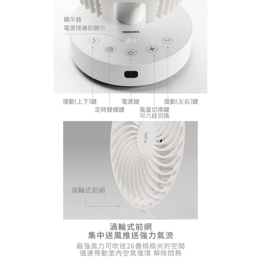 【YAMAZEN 山善】7吋自動感溫空氣循環扇 YAR-JSN18TW / YARJSN18TW 循環扇 電扇-細節圖4