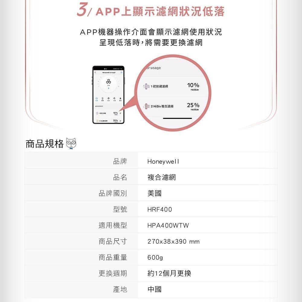 Honeywell HiSiv複合式濾網 HRF400 適用 HPA400WTW / HPA-400WTW 空氣清淨機-細節圖9
